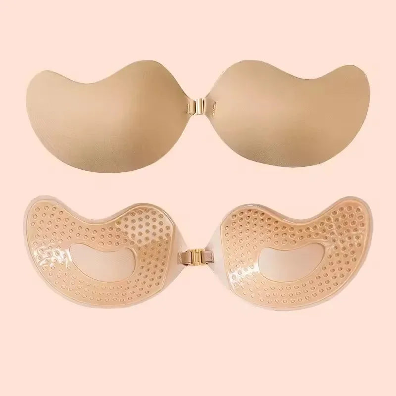 Invisible Stick-On Strapless Seamless Push up Bra with Lift and Anti-Convex for Women